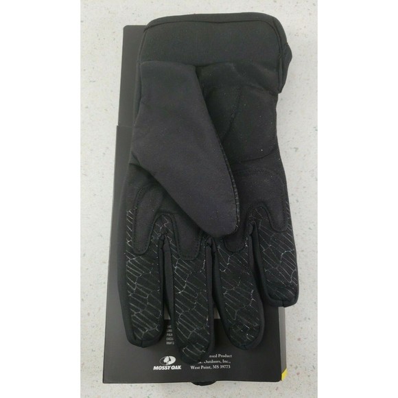 Mossy Oak Wind Proof Black Gloves Fleece Lined Padded Knuckles Non Slip Palm Med - Picture 5 of 11